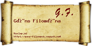 Güns Filoména névjegykártya